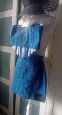 Denim Bustier And Skirt