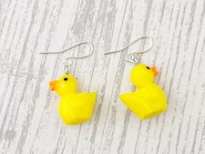 Cute Duck Earrings Animal Yellow Rubber  Duck Gift Resin