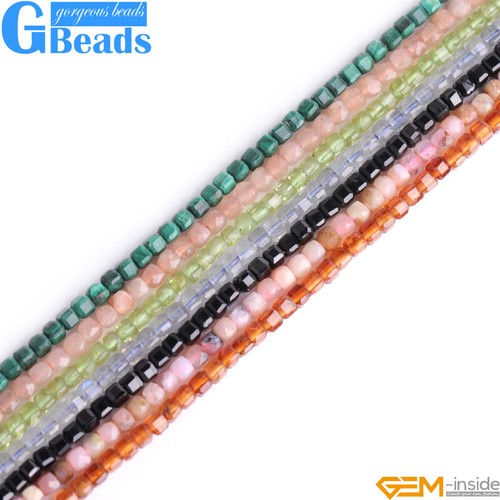 Faceted natural cube spacer - faceted,