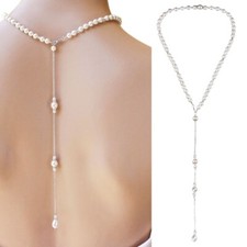 Bridal Necklace Back Chain Pearl Necklace Lariat Y Necklace Back Drop Necklace