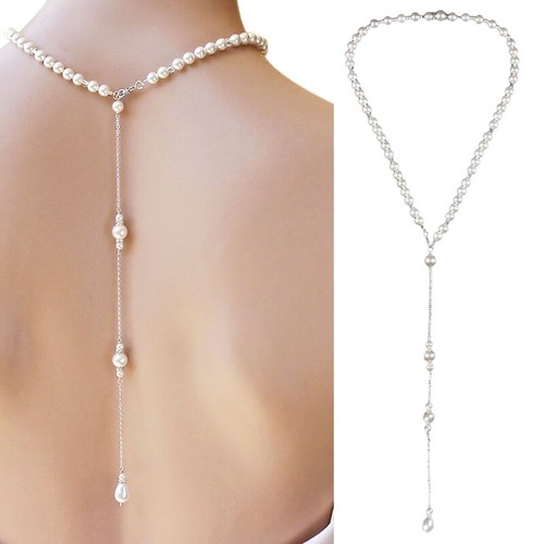 Bridal necklace back chain - back,