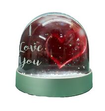I Love You Snow Globe  - Metallic Base Snow Globe Glitter Dome Shaker Ornament