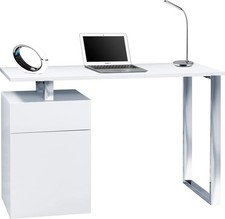 Centurion Supports CALISTA Gloss White Chrome Legs 3-Drawer Computer Desk