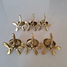 Set of 6 vintage solid brass mistletoe napkin rings Christmas table decorations