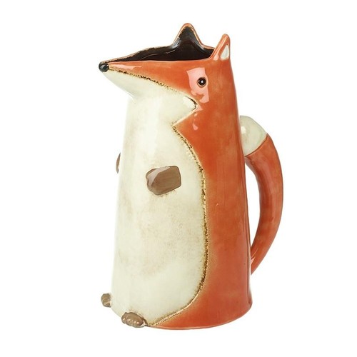 Ceramic fox jug vase woodland - vase,