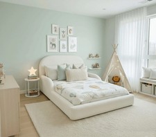Boucle upholestered bed - boucle,