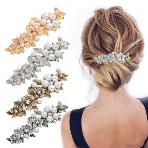 Crystal hair clips silver gold - crystal,