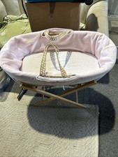 Wicker Moses Basket And Wooden