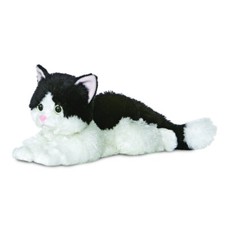 NEW AURORA 12" FLOPSIES PLUSH OREO BLACK & WHITE CAT CUDDLY SOFT TOY TEDDY  