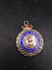 Vintage FH Silver Watch Fob Enamel Philanthropy Masonic Heavy 20 grams