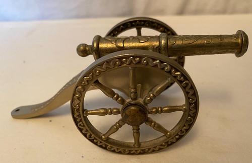 Vintage ornate brass cannon - ornate,
