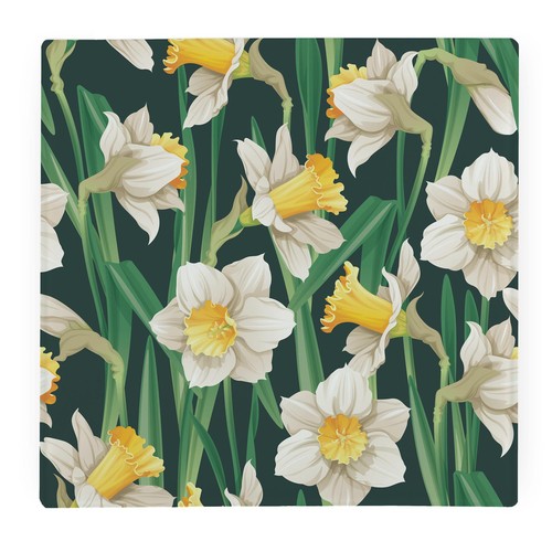 Poster daffodils square glass - daffodils,