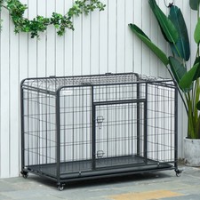 Metal Dog Cage Kennel Removable Tray Pets Crate Locking Door Compact Enclosure