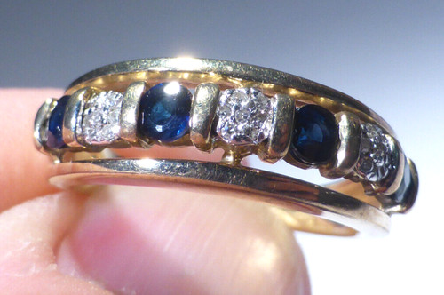 9ct gold ring sapphire diamond - gold,