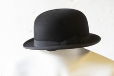 Vintage black bowler - , hat
