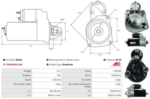 Fits autostarter s0533 starter - fits,