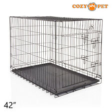 Dog Cage 42 inch Puppy Crate XL Cozy Pet Black Dog Crates Folding Metal Cages