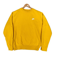 Nike Sweatshirt Mens Small Yellow White Swoosh Logo Fleece Inner Minimal Gym Top