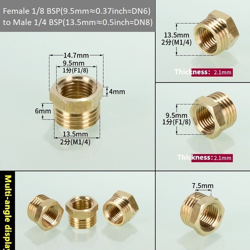 2pcs brass reducer connector - brass,
