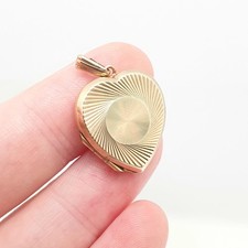 Antique 9ct 9k Gold Heart Locket Gyroscope Art Deco Solid Yellow Gold Back &