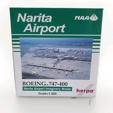 HERPA BOEING 747-400 NARITA AIRPORT NAA  DIE-CAST MODEL PLANE  WITH STAND 1:500 