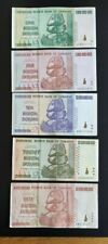Zimbabwe billion dollars banknotes set of all 5 (1, 5, 10, 20, 50 billion) used