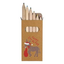 6 x 'Donkey Brings Christmas Gifts' Short Colour Pencils (PE00070454)
