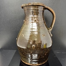 William ‘Bill’ Marshall large stoneware Jug Tenmoku glaze & studs 33.5cm #2712