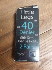 Pretty Legs Little Legs 2 Pairs Girls 11 -13 Yrs Grey 40 Denier Opaque Tights