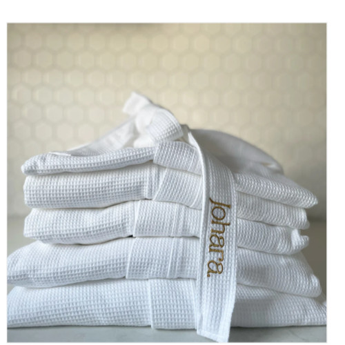 New white johara waffle robe - white,