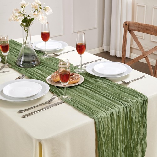 Sage green cheesecloth - cheesecloth, table