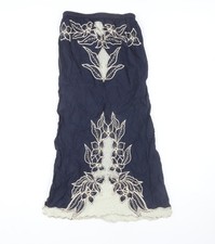 Topshop Women's Blue Embroidered Floral Skirt S