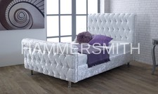 Premium Chesterfield Crushed Velvet Sleigh Bed Frame 3FT, 4FT6 , 5FT, 6FT