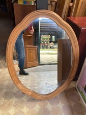 Vintage Style Oak Wooden Framed Oval Wall Hanging Mirror 61 cm x 79 cm