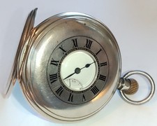 1925 LONGINES 19.9Cal Antique Silver Half Hunter Pocket Watch Running well 53mm