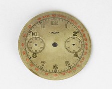 Gents 1930/40s vintage Lemania 15TL chronograph watch dial , 33.9mm