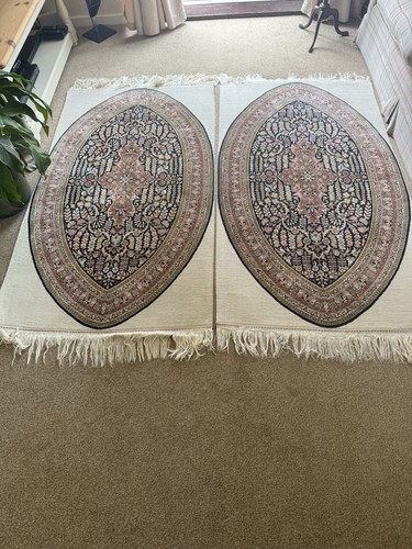 Antique silk rugs two pieces - antique,