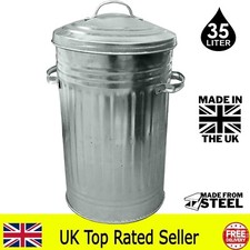 35L tall galvanised metal bin