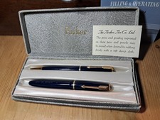 Superb Condition Parker Lady Duofold Fountain Pen And Pencil In Original Box