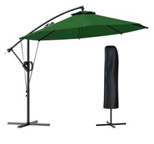 Outsunny 3m Garden Banana Parasol Cantilever Umbrella Crank 8 Rib Green RRP£119