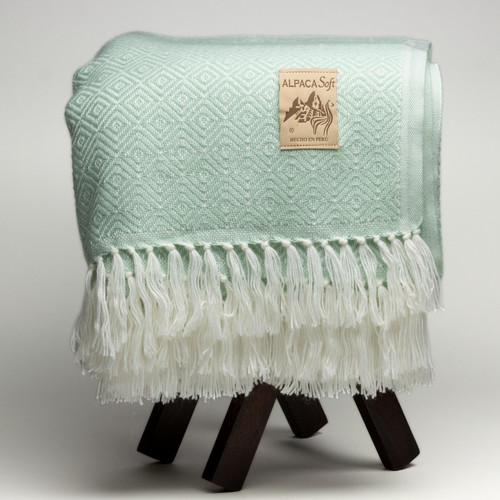 Alpaca wool blanket mint - wool,