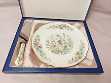 Aynsley Fine Bone China Wild Tudor Cake Plate & Cake Slice & Server set in Box