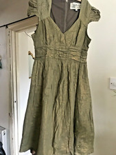 TOPSHOP DRESS LAURA LEES  OLIVE / GOLD  IRRIDESCENT  SIZE 6 8 MEDIUM