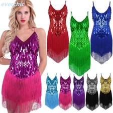 Wonens Sequins Ballroom Latin Gowns Rhythm Salsa Samba Rumba Tango Dance Dress