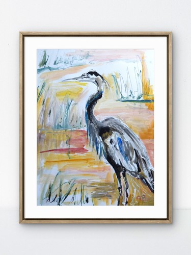 Blue heron painting original - heron,