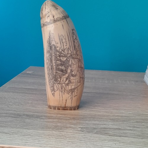 Scrimshaw replica whale - whale, tooth