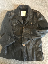 Jack & Jones Black Leather Jacket - XL (Chest 44”)