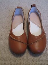 BRAND NEW HUSH PUPPIES TAN JANESSA FLAT LEATHER SHOES UK SIZE 7 FREE POST