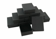 Plain Black Carboard Large Letter Box with Flocked Insert for Pendants Earrings