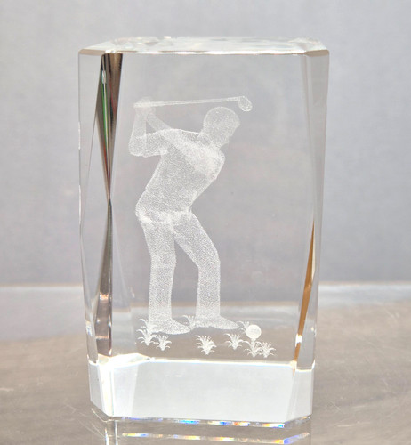 Vintage glass golf etching - golf,